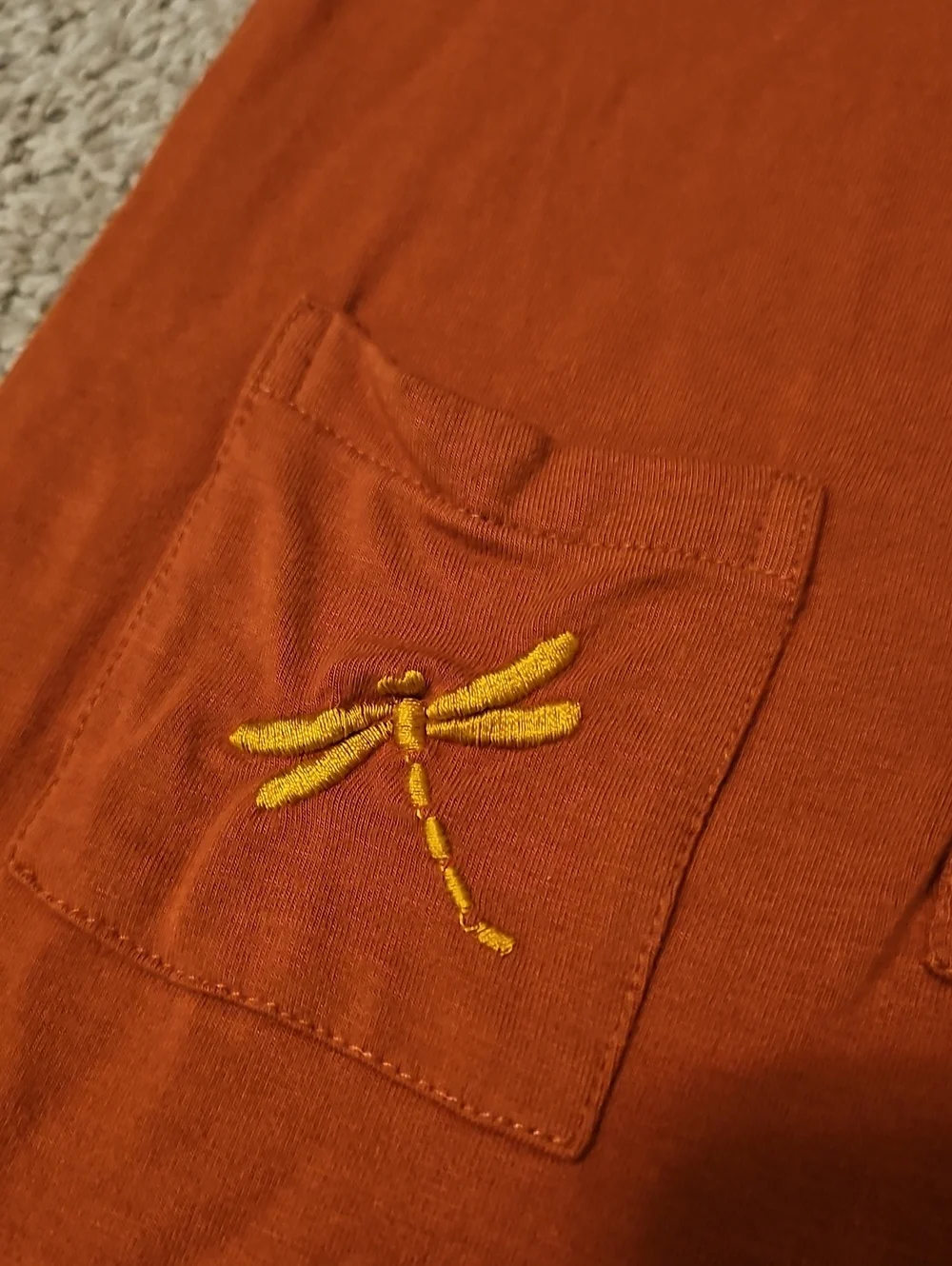 Kate Quinn 18-24M Bamboo Romper Rust Orange Dragonfly Embroidered